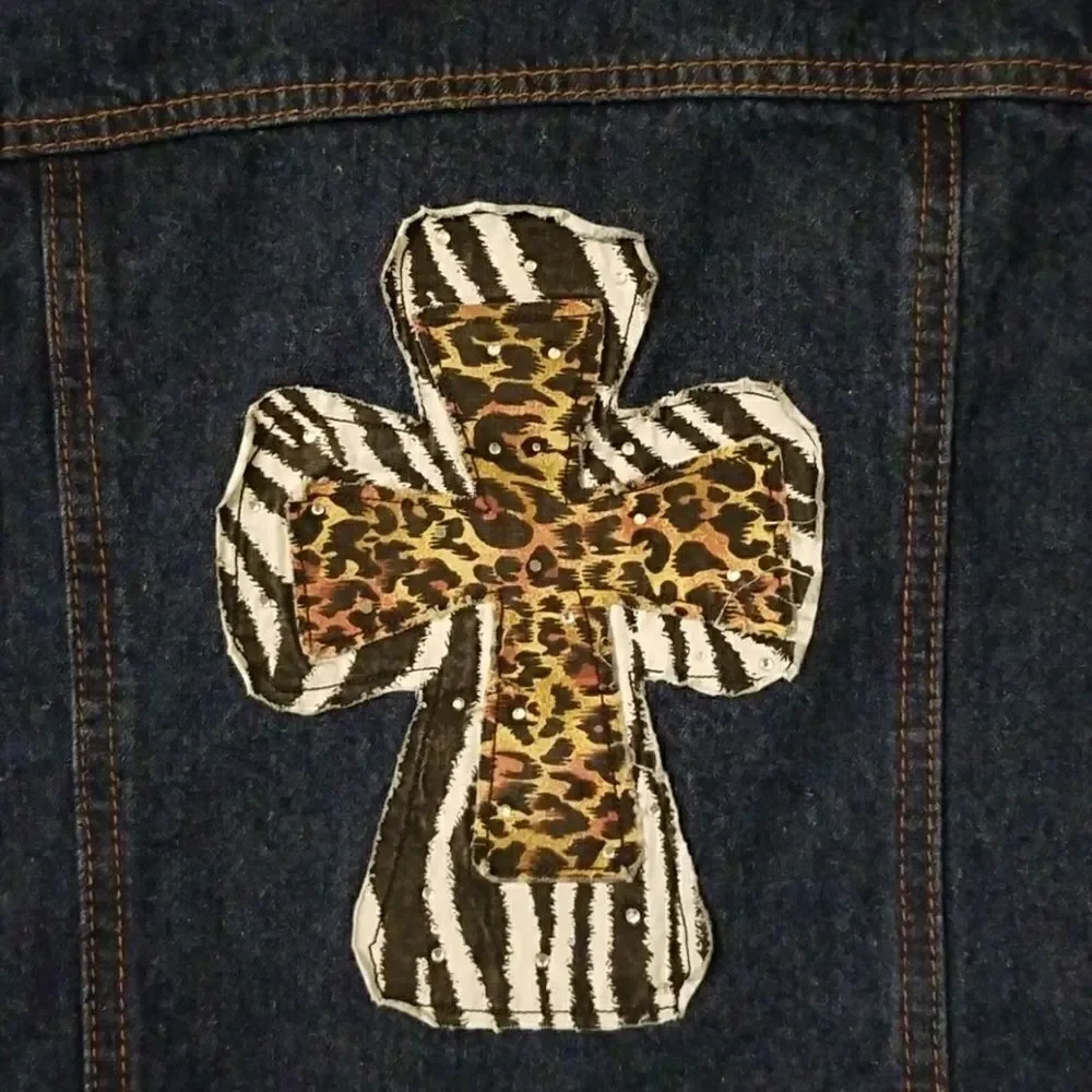 Girls Denim Jacket with Animal print & bling